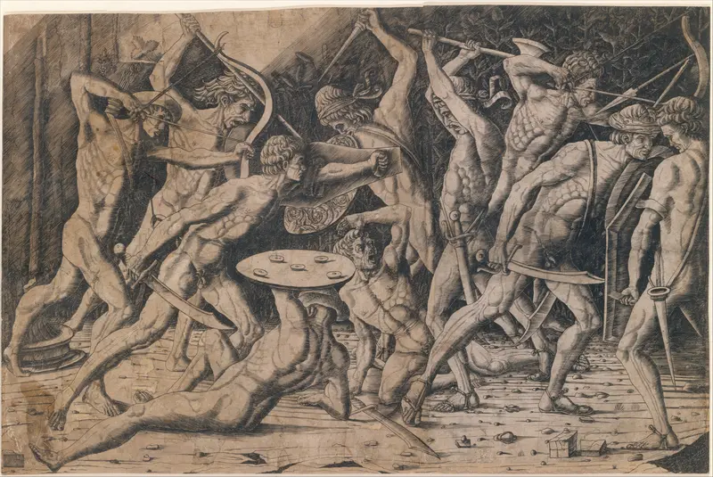 Battle of Hercules and the Giants Wall Art by Anonymous, Italian, 15th century - High-Resolution Digital Print