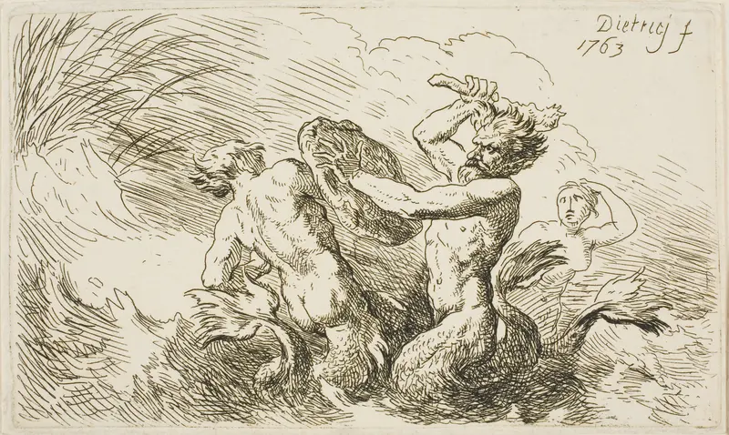 Battle of the Tritons Wall Art by Christian Wilhelm Ernst Dietrich - High-Resolution Digital Print