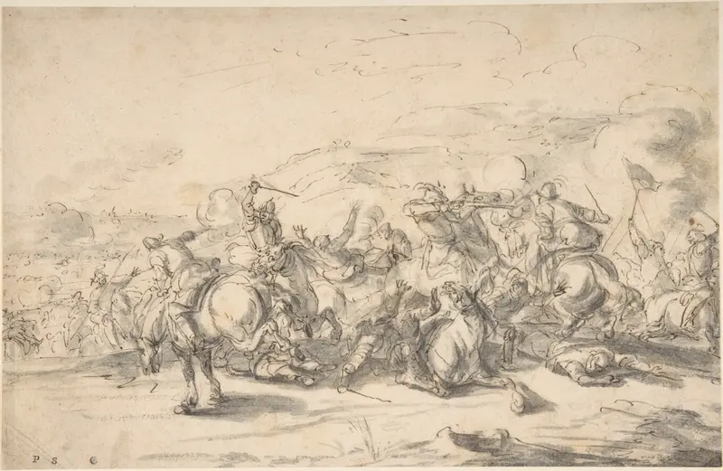 Battle Scene:  a Cavalry Engagement Wall Art by Jacques Courtois - High-Resolution Digital Print
