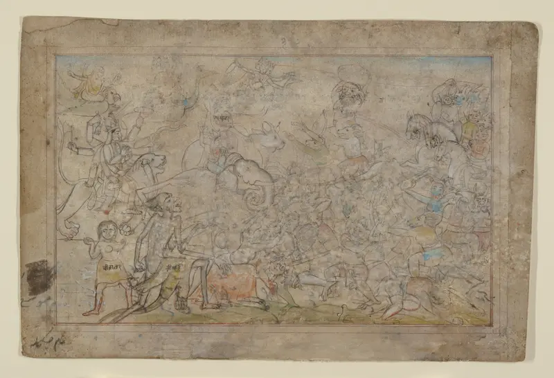 Battle Scene from a Devi Mahatmya Wall Art by Unknown - High-Resolution Digital Print