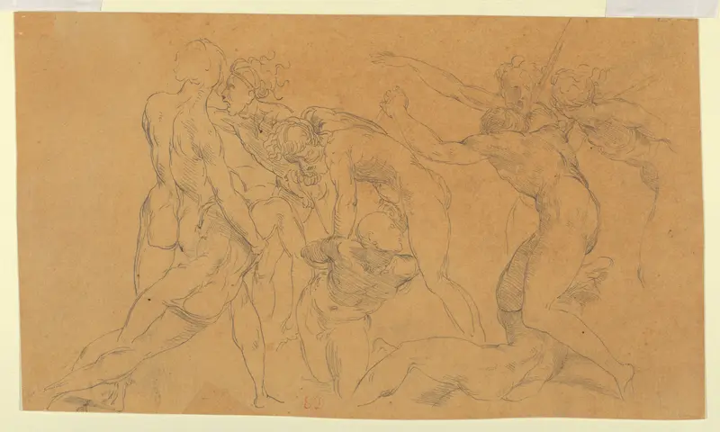 Battle Scene with a Prisoner Being Bound, after Raphael Wall Art by Eugène Delacroix - High-Resolution Digital Print