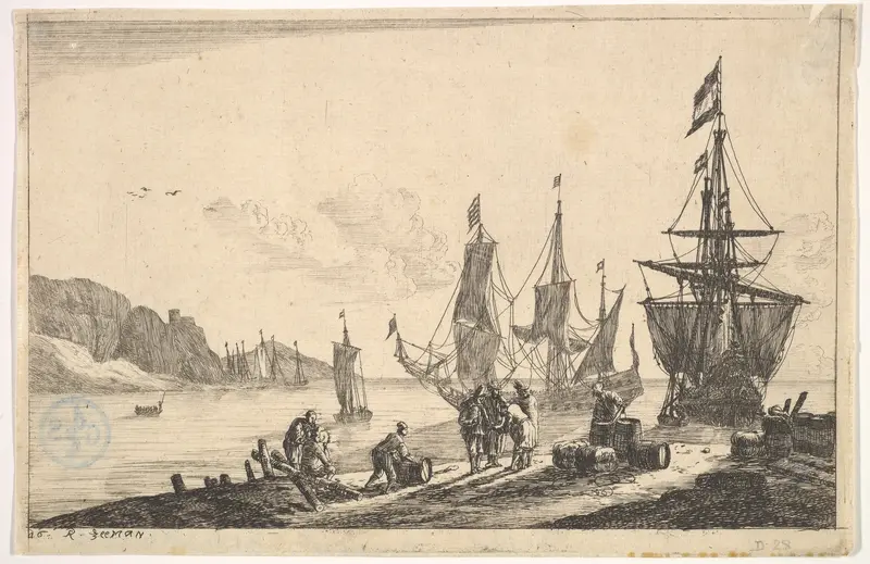Bay with Sailing Vessels Wall Art by Reinier Nooms, called Zeeman - High-Resolution Digital Print