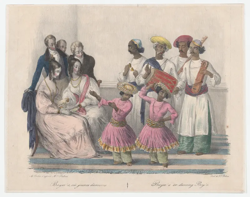 Bayees or Dancing Boys; from Twenty four Plates Illustrative of Hindoo and European Manners in Bengal Wall Art by Alexandre-Marie Colin - High-Resolution Digital Print