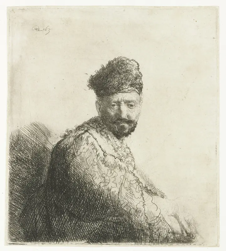 Bearded man, in a furred oriental cap and robe Wall Art by Unknown - High-Resolution Digital Print