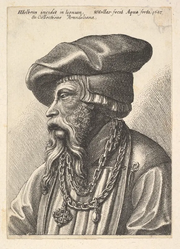 Bearded man with chain necklace Wall Art by Wenceslaus Hollar - High-Resolution Digital Print
