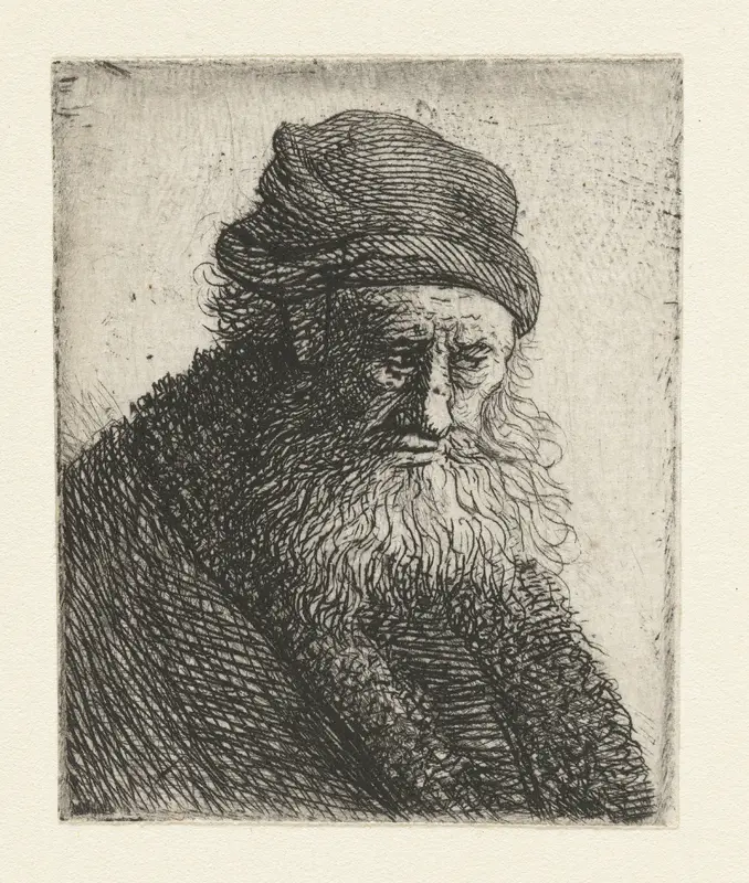 Bearded man with short wavy hair: bust Wall Art by Rembrandt van Rijn - High-Resolution Digital Print