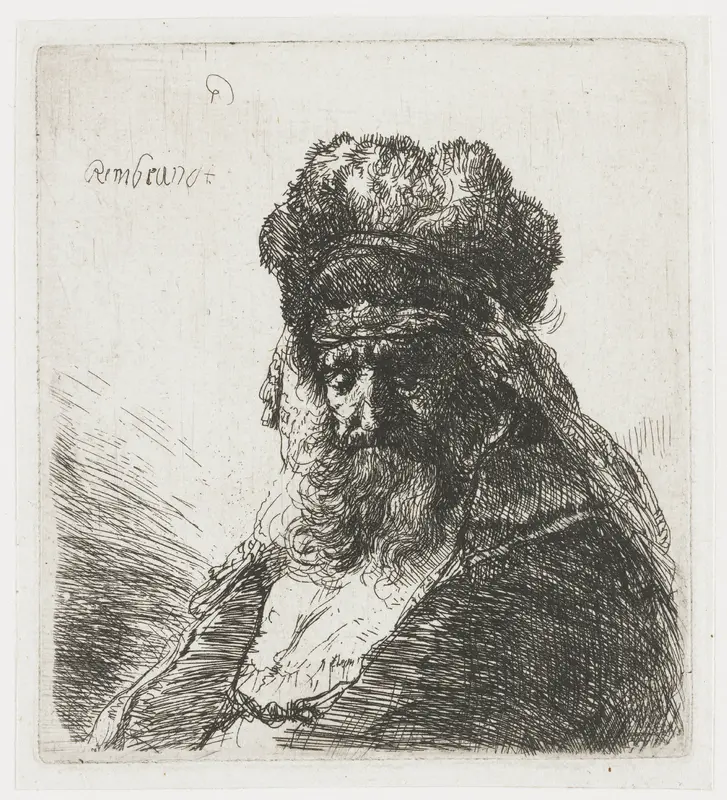 Bearded Old Man in a Fur Cap, with Eyes Closed Wall Art by Unknown - High-Resolution Digital Print