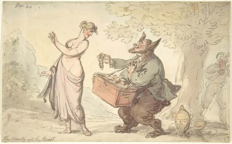 Beauty and the Beast Wall Art by Thomas Rowlandson - High-Resolution Digital Print