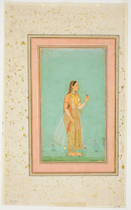 Beauty Holding a Flower Wall Art by Mughal - High-Resolution Digital Print