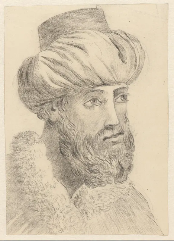 Bebaarde man met hoofddeksel Wall Art by Unknown - High-Resolution Digital Print