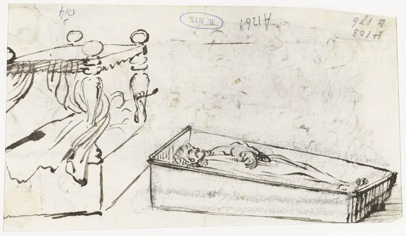 Bed en een lijk in een kist Wall Art by Gesina ter Borch - High-Resolution Digital Print