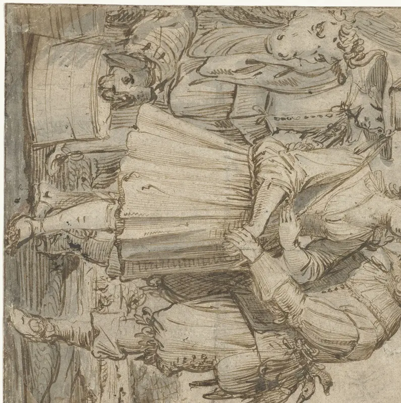 Bedaagde jager en een jonge vrouw Wall Art by Jan Philipsz. van Bouckhorst - High-Resolution Digital Print