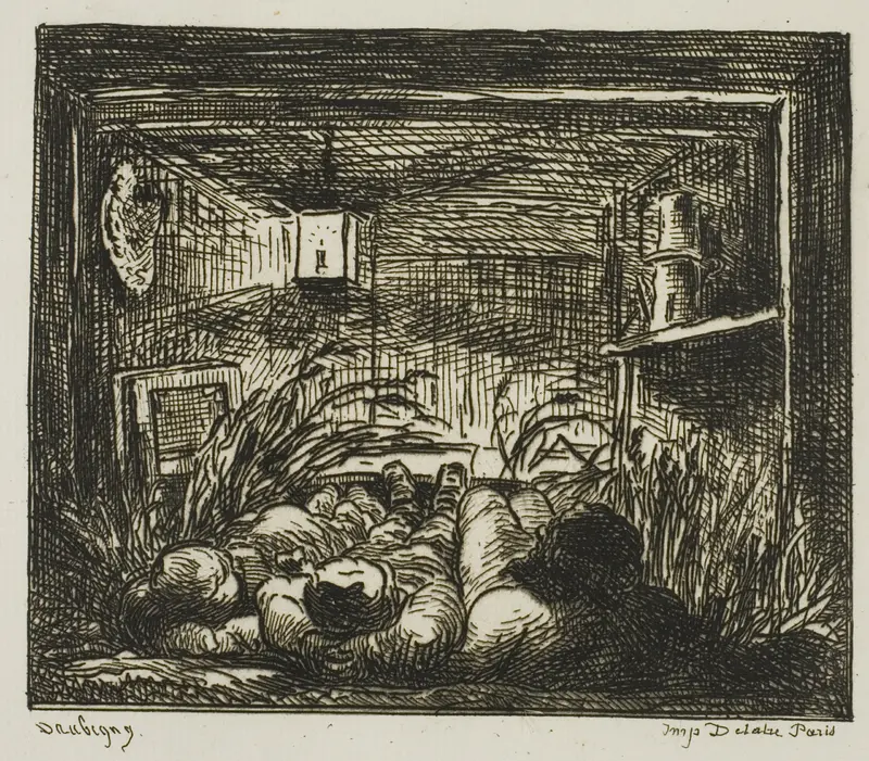 Bedding Down on the Boat (Night on the boat) Wall Art by Charles François Daubigny - High-Resolution Digital Print