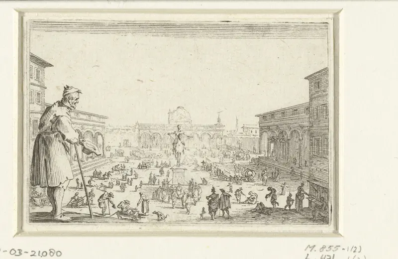 Bedelaar bij de Piazza della Santissima Annunziata te Florence Wall Art by Jacques Callot - High-Resolution Digital Print