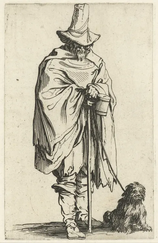 Bedelaar met een stok, een spaarpot en een hond Wall Art by Jacques Callot - High-Resolution Digital Print