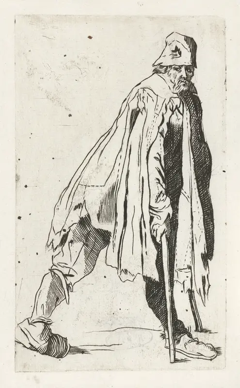 Bedelaar met een stok, op de rechterzijde gezien Wall Art by Jacques Callot - High-Resolution Digital Print