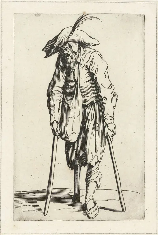 Bedelaar met krukken en een houten been Wall Art by Jacques Callot - High-Resolution Digital Print