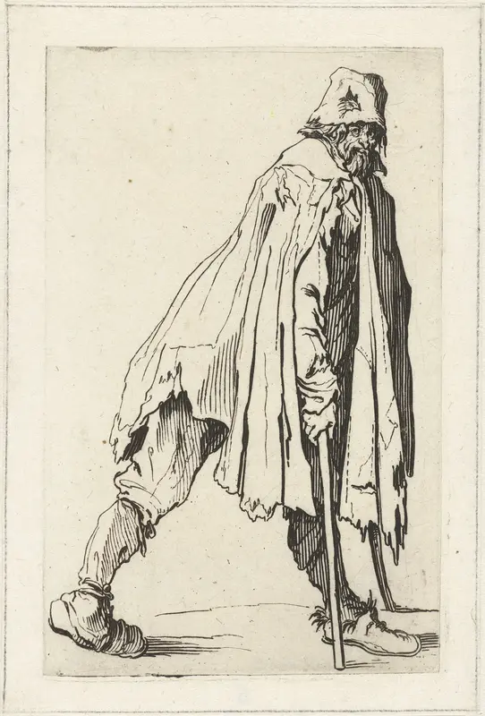 Bedelaar met krukken, op de rechterzijde gezien Wall Art by Jacques Callot - High-Resolution Digital Print
