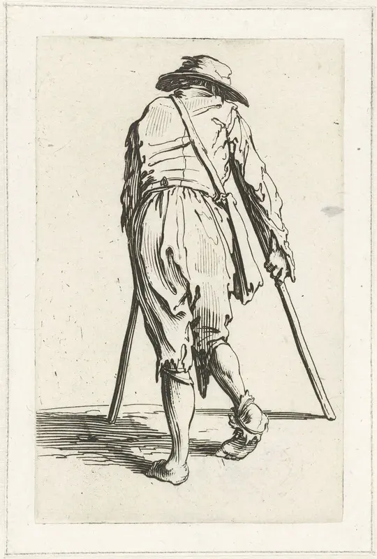 Bedelaar met krukken, op de rug gezien Wall Art by Jacques Callot - High-Resolution Digital Print
