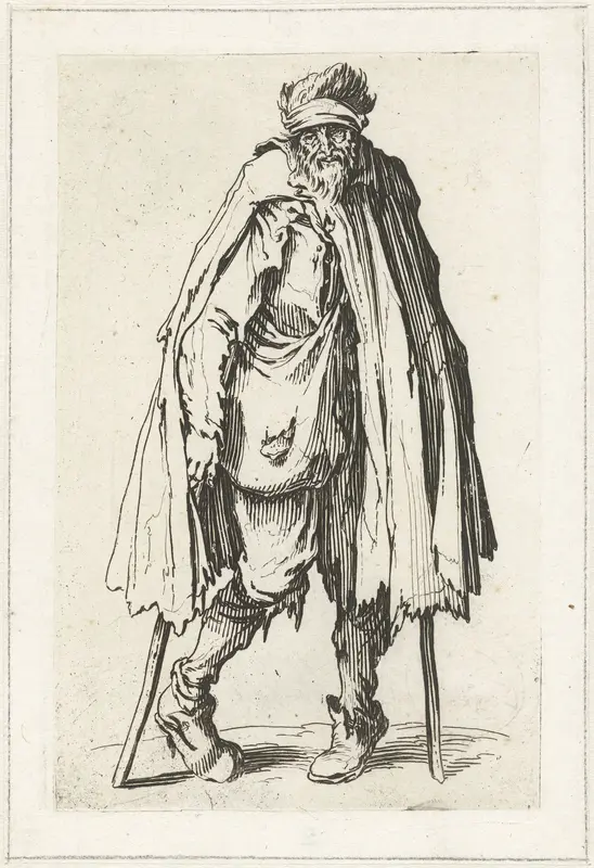 Bedelaar met krukken, van voren gezien Wall Art by Jacques Callot - High-Resolution Digital Print