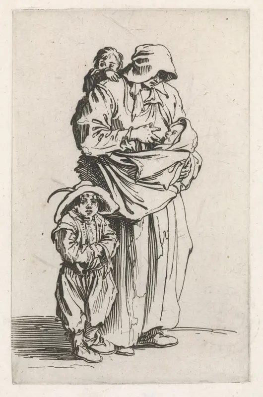 Bedelares met drie kinderen Wall Art by Jacques Callot - High-Resolution Digital Print