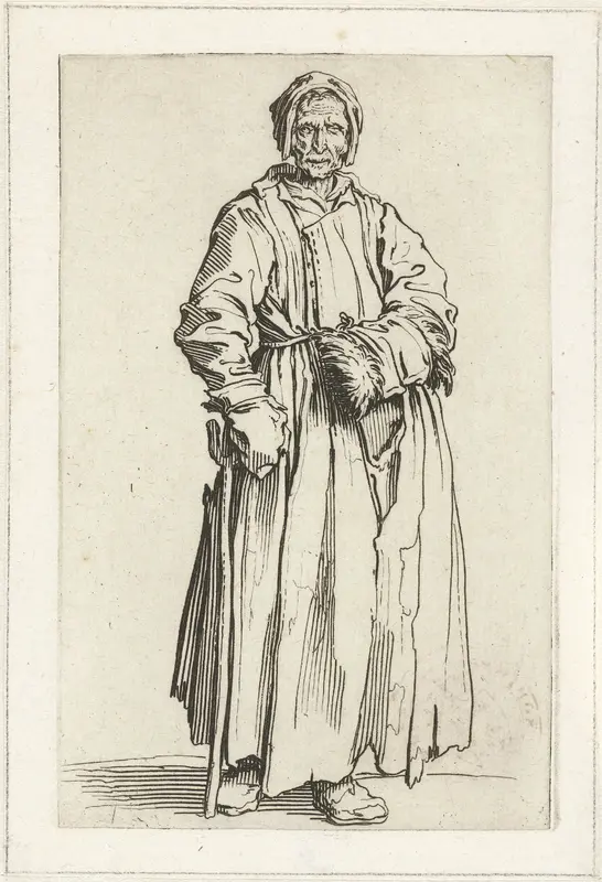 Bedelares met een mof en een stok Wall Art by Jacques Callot - High-Resolution Digital Print
