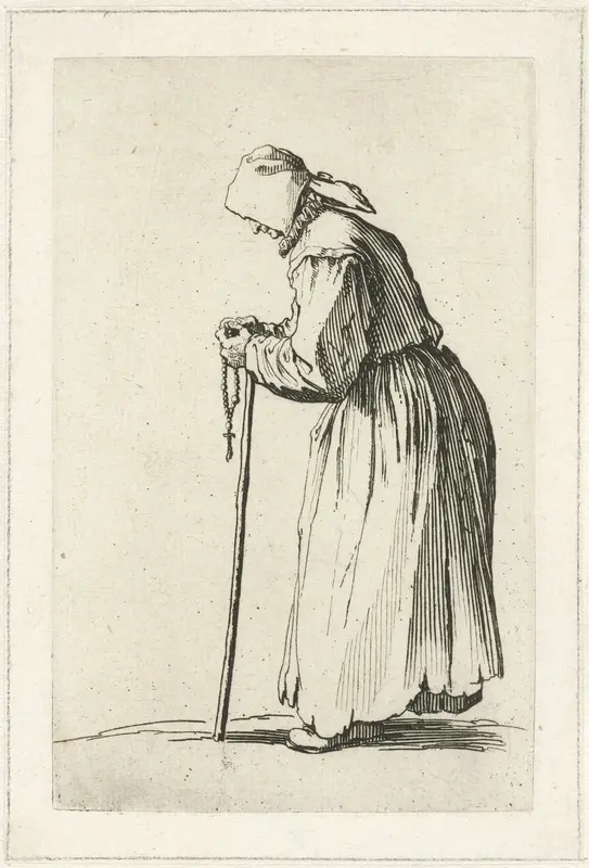 Bedelares met een rozenkrans en een stok Wall Art by Jacques Callot - High-Resolution Digital Print