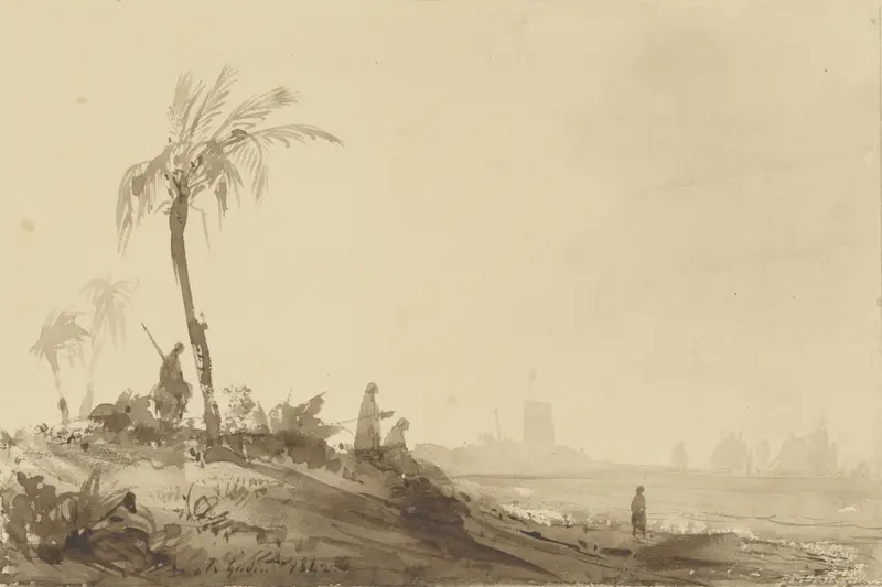 Bedoeïenen onder een palm Wall Art by Théodore Gudin - High-Resolution Digital Print