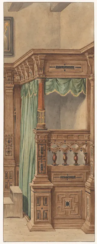 Bedstede in het huis De Pauw te Dordrecht Wall Art by Johannes Rutten - High-Resolution Digital Print