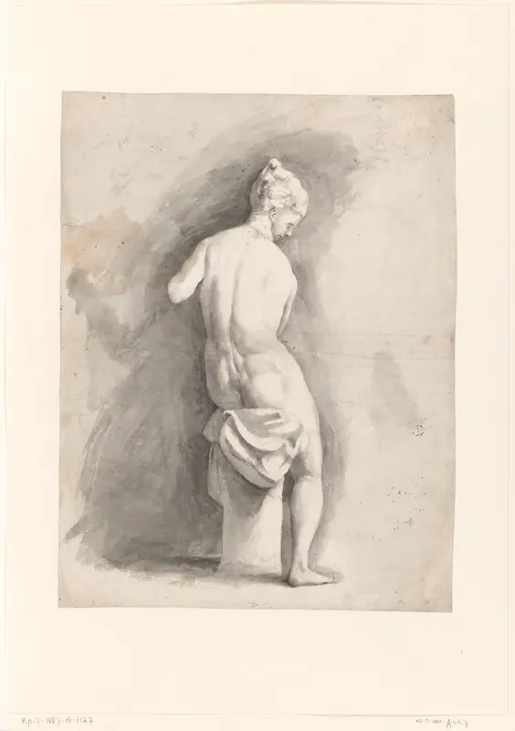 Beeld van zittende naakte vrouw, van achteren Wall Art by Moses ter Borch - High-Resolution Digital Print