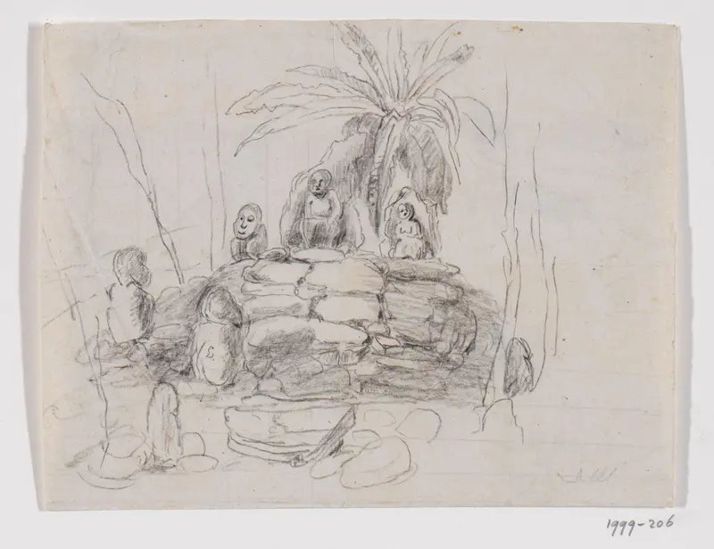 Beeldengroep, Artja [Arca] Domas, bij Buitenzorg (Bogor), West-Java Wall Art by Adrianus Johannes Bik - High-Resolution Digital Print