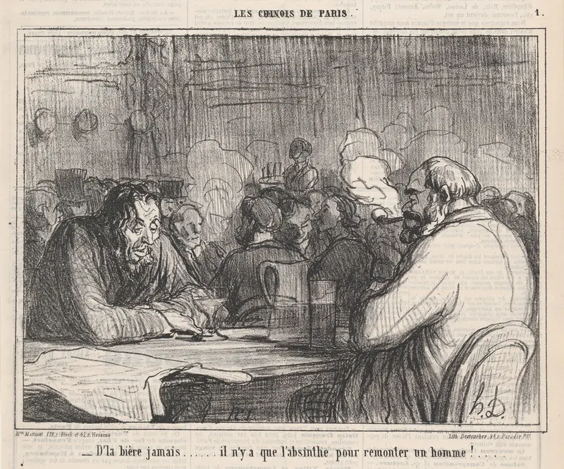 Beer? Never! Only absinthe can put a fellow back on his feet, from 'The Chinese of Paris,' published in Le Charivari, December 18, 1863 Wall Art by Honoré Daumier - High-Resolution Digital Print
