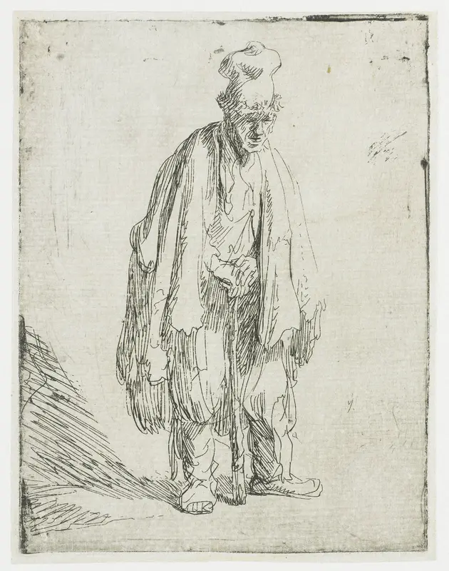 Beggar in a High Hat, Leaning on a Stick Wall Art by Rembrandt van Rijn - High-Resolution Digital Print