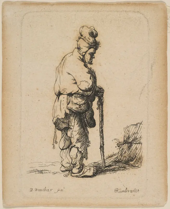 Beggar Leaning on a Stick Wall Art by David Deuchar - High-Resolution Digital Print