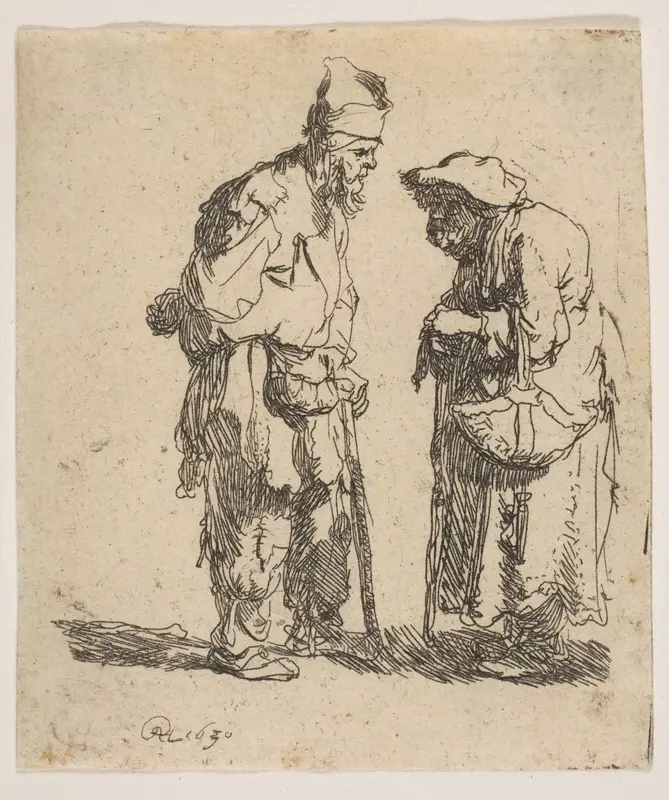 Beggar Man and Beggar Woman Conversing Wall Art by Rembrandt (Rembrandt van Rijn) - High-Resolution Digital Print