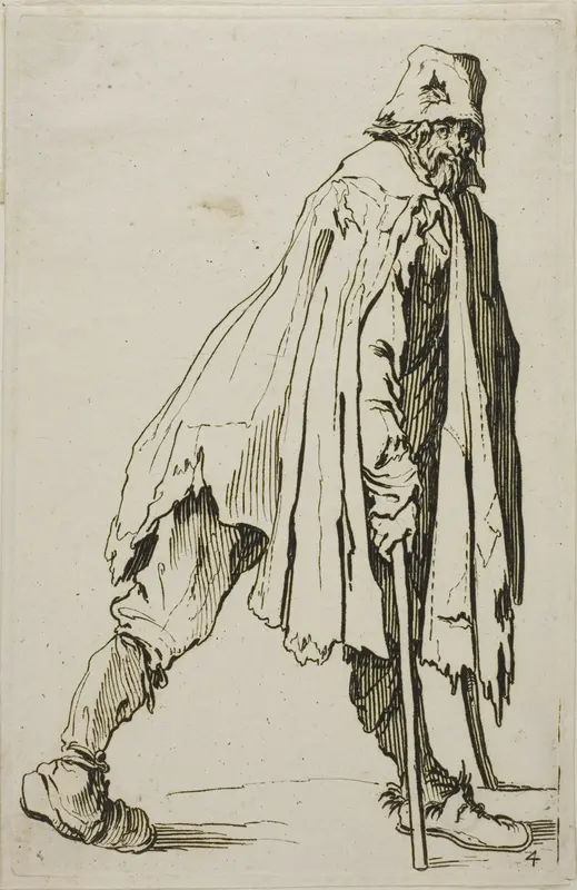 Beggar on Crutches Wearing a Hat, plate four from The Beggars