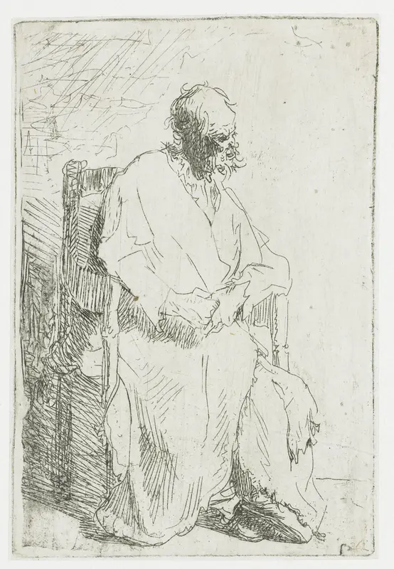 Beggar, Seated in an Armchair Wall Art by Rembrandt van Rijn - High-Resolution Digital Print