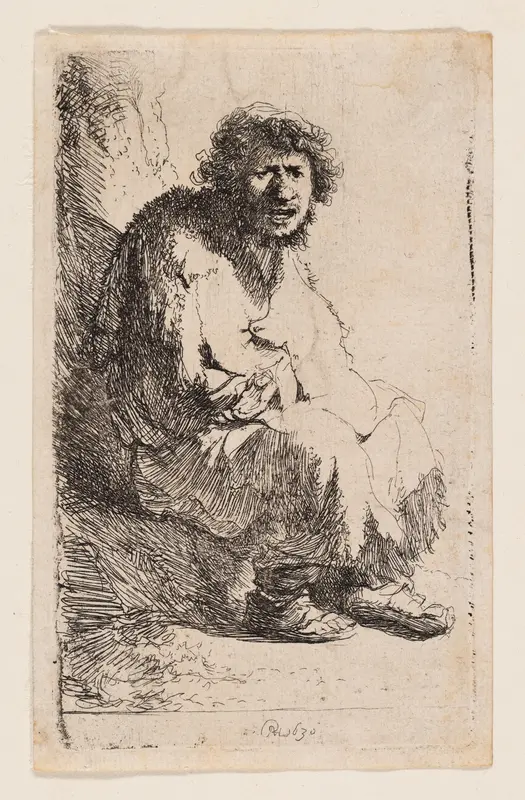 Beggar Seated on a Bank Wall Art by Rembrandt van Rijn - High-Resolution Digital Print