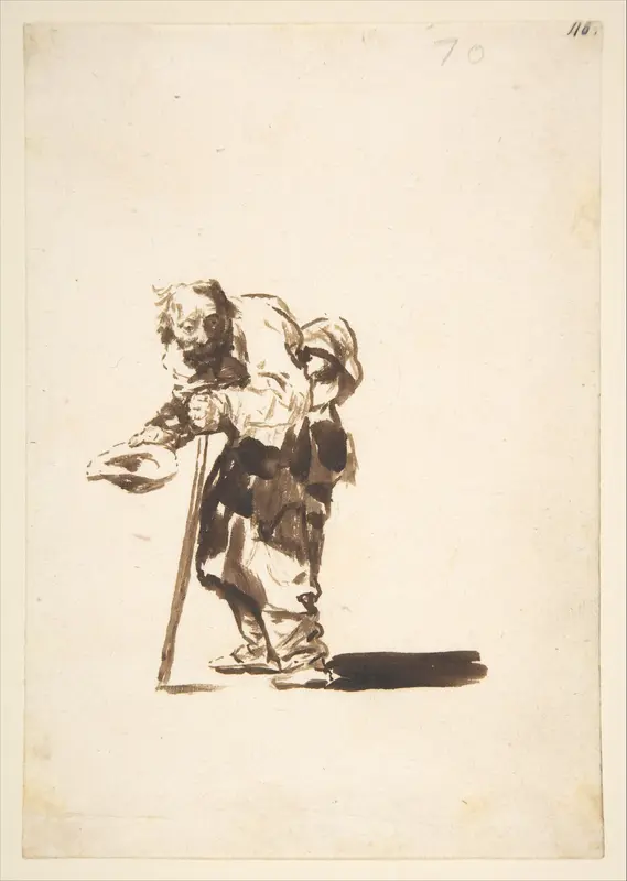 Beggar with a staff in his left hand; folio 70 from the "Images of Spain" Album (F)