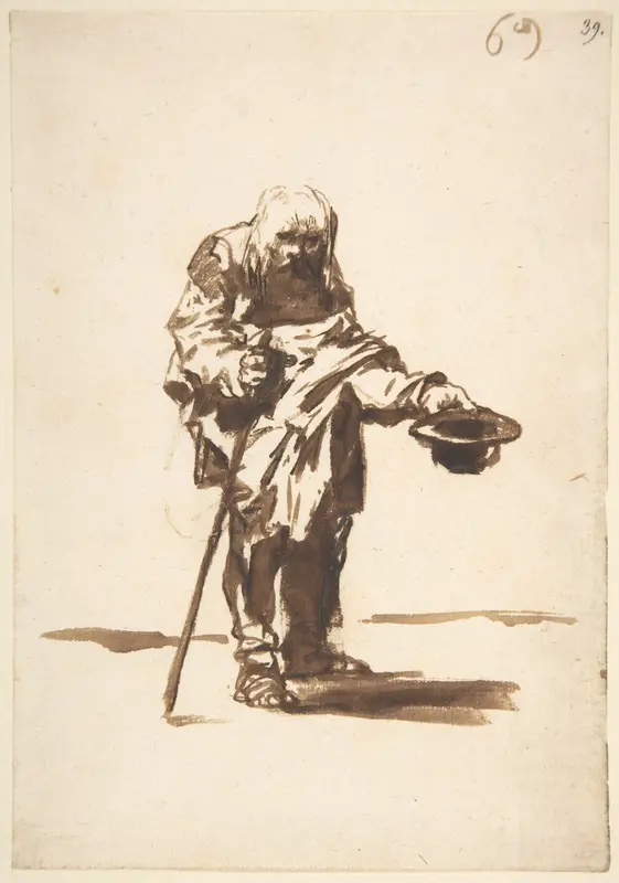 Beggar with a staff in his right hand; folio 69 from the "Images of Spain" Album (F)