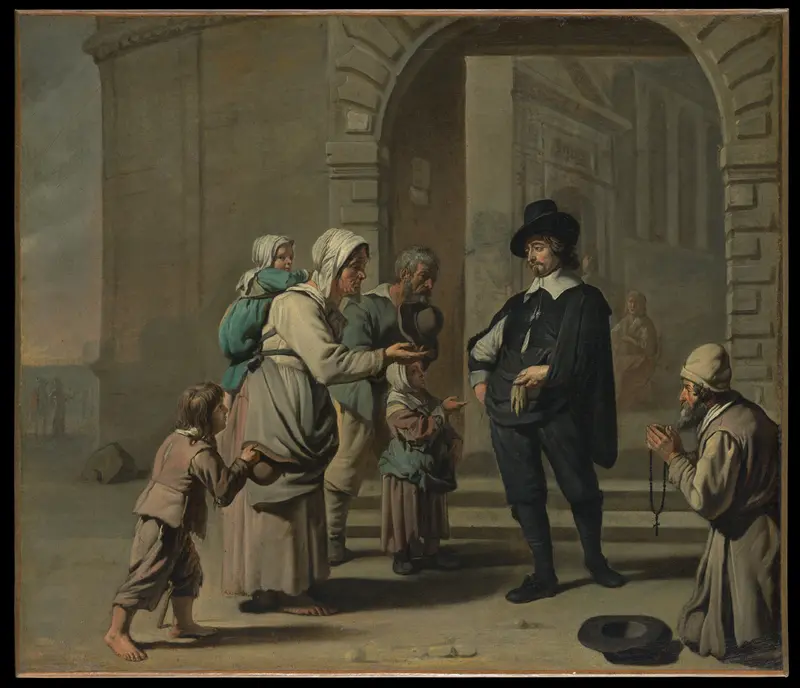 Beggars at a Doorway Wall Art by Master of the Béguins, French or Flemish, active 1650–60 (possibly Abraham Willemsens, Flemish, active by 1627, died 1672) - High-Resolution Digital Print