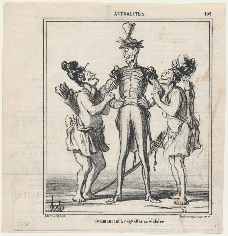Beginning to regret his victory, from 'News of the day,' published in Le Charivari, May 4, 1868 Wall Art by Honoré Daumier - High-Resolution Digital Print