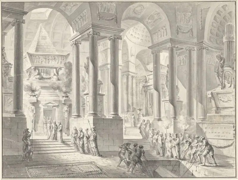 Begrafenis in een gefantaseerd klassicistisch interieur Wall Art by Jacques François Blondel - High-Resolution Digital Print