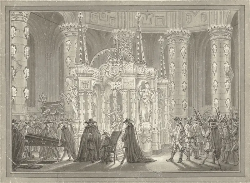 Begrafenis van Anna van Hannover in de Nieuwe Kerk te Delft, 1759 Wall Art by Simon Fokke - High-Resolution Digital Print