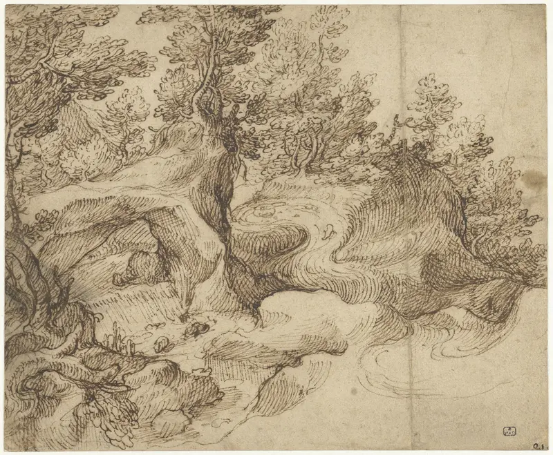 Begroeide rotsen bij een bergbeek Wall Art by Girolamo Muziano - High-Resolution Digital Print