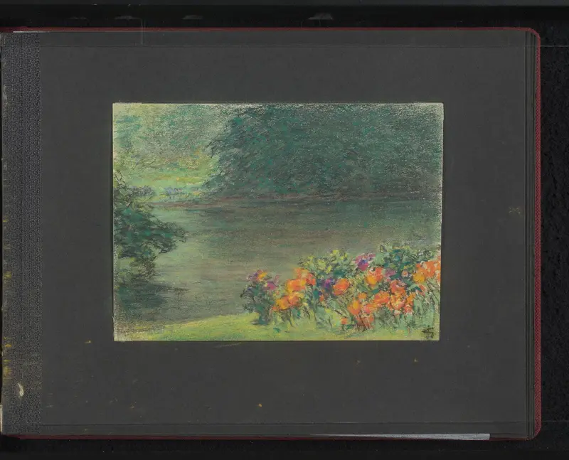 Begroeiing en bloemen langs een vijver Wall Art by Unknown - High-Resolution Digital Print