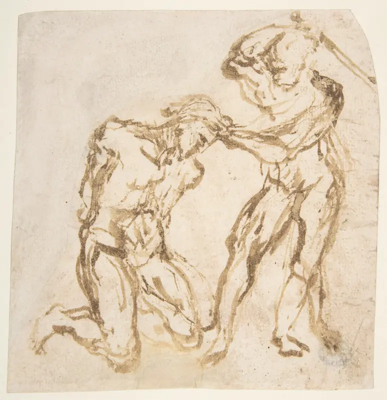 Beheading of a Kneeling Nude Man Wall Art by Romulo Cincinnato - High-Resolution Digital Print