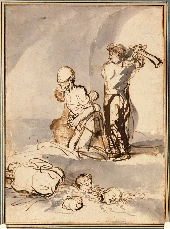 Beheading of Anabaptist Martyrs Wall Art by School of Rembrandt van Rijn - High-Resolution Digital Print
