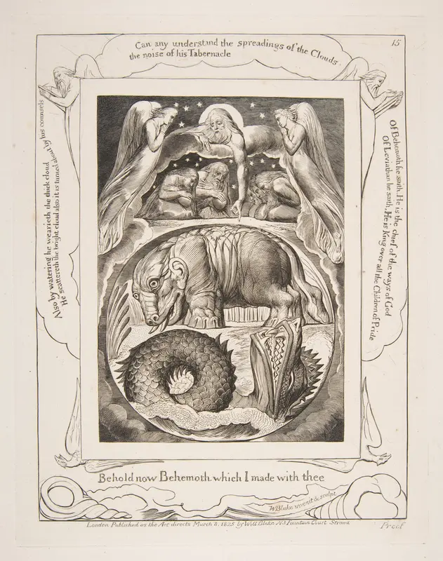Behemoth and Leviathan Wall Art by William Blake - High-Resolution Digital Print