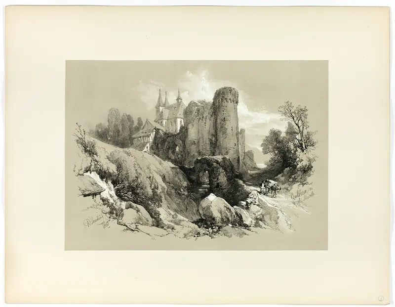 Beilstein on the Moselle, from Picturesque Selections Wall Art by James Duffield Harding - High-Resolution Digital Print